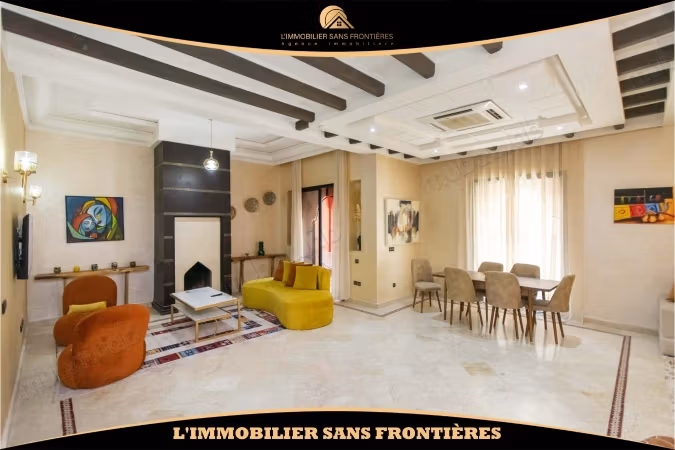 Villa meublée Route de Fès – terrain de 300 m², 3 chambres, jardin privé et piscine collective