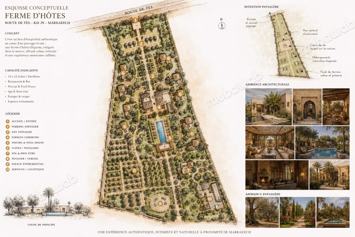 Terrain titré de plus d’un hectare à vendre – route de fès, marrakech