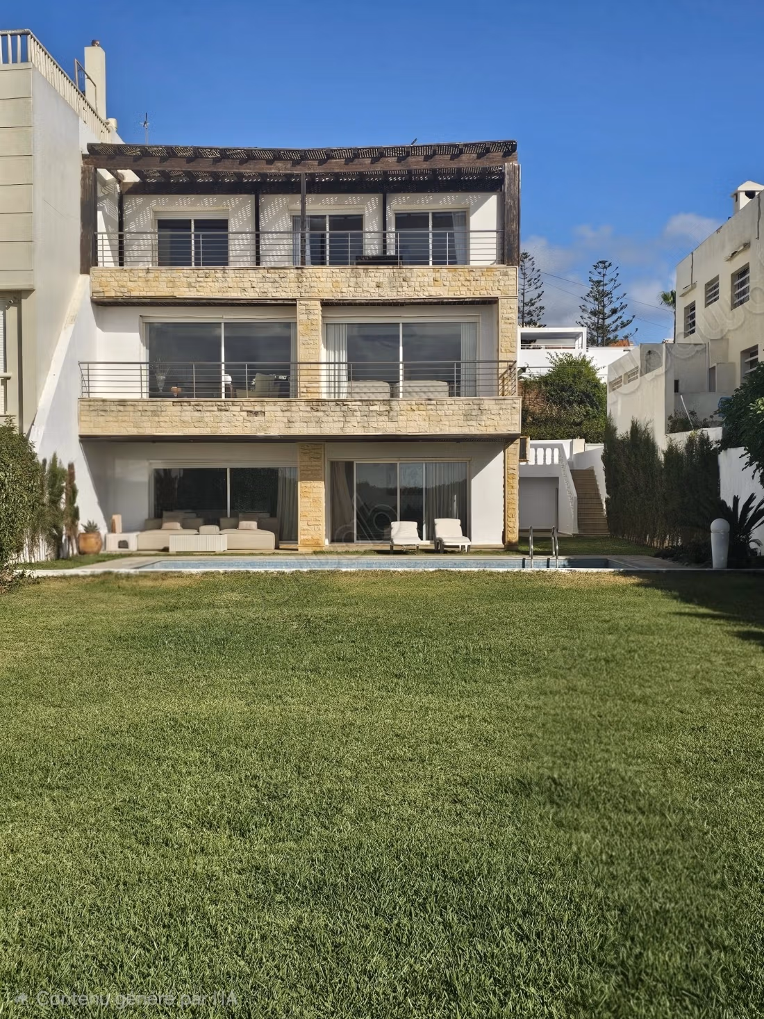 Beautiful villa with 4 bedrooms in Harhoura with a pool facing the sea