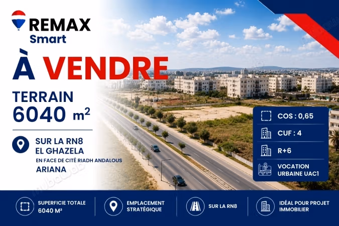 For Sale Land of 6040m² in Riadh Al Andalous