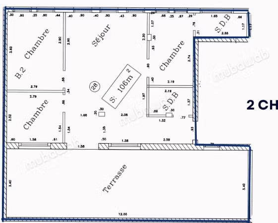 Dernier etage 2chambres / terasse neuf