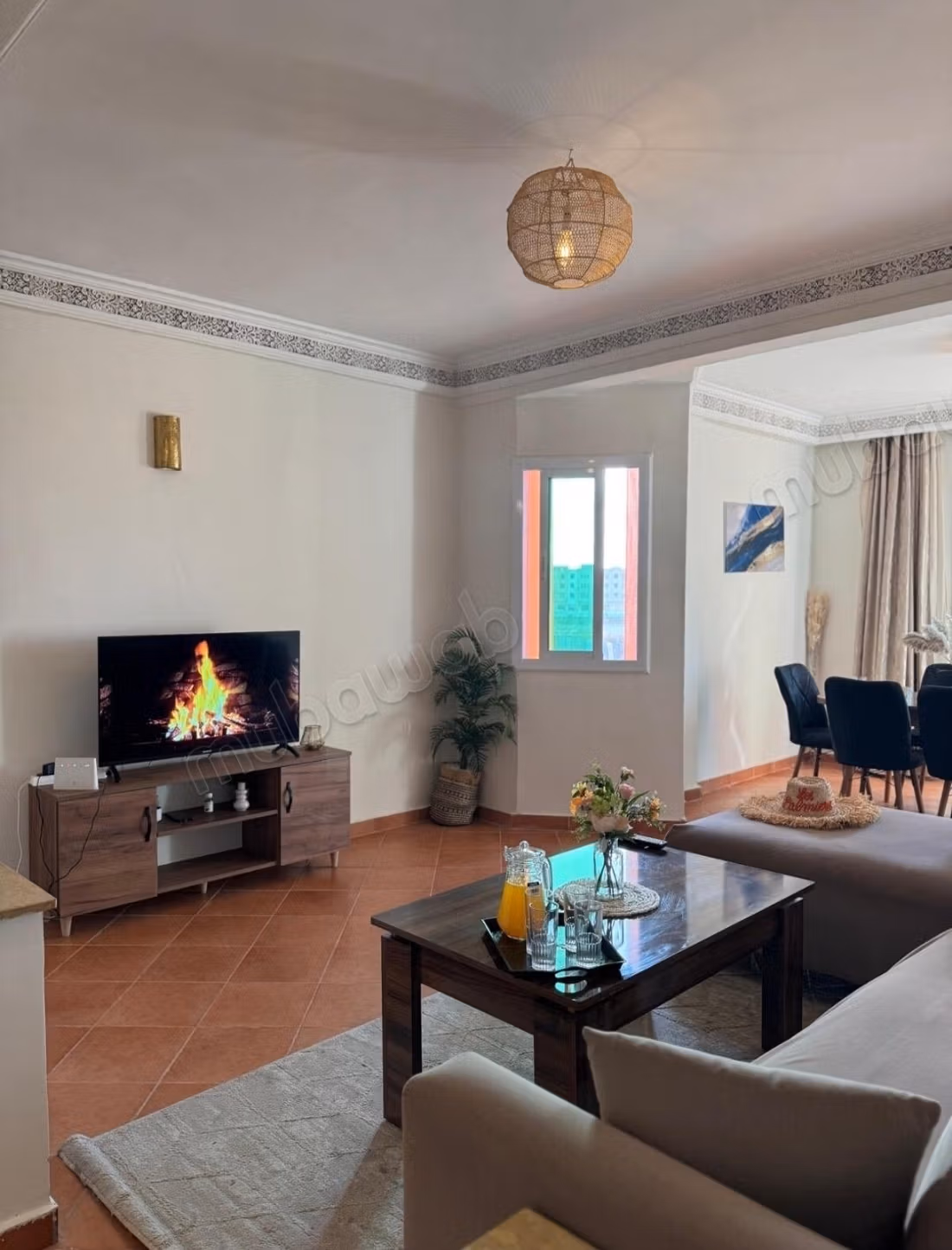 Location d'un appartement à Guéliz. 2 chambres agréables. Parking et jardin