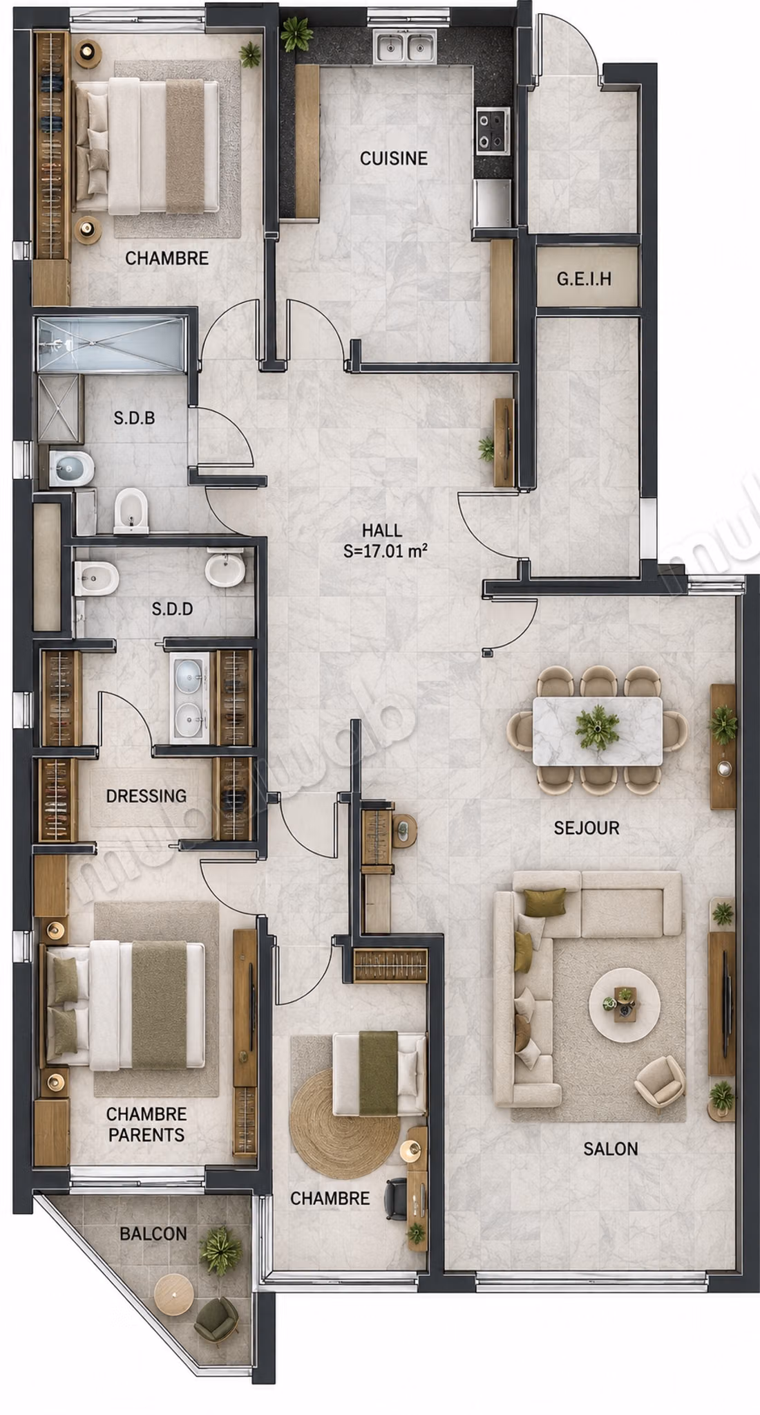 Mooie appartement, modern met modern design