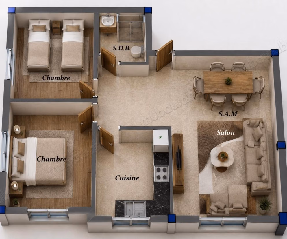 Appartementen om te kopen in Route Nationale Assilah. 2 Kamers
