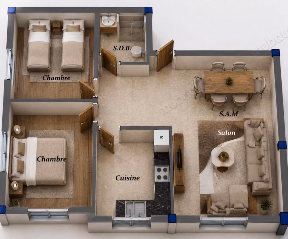 Koopappartementen in Route Nationale Assilah. 3 Kamers
