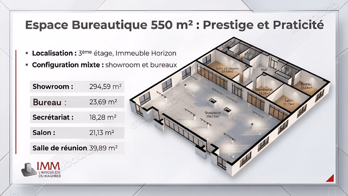 Bureaux RDC et Mezzanine a louer Lac 2
