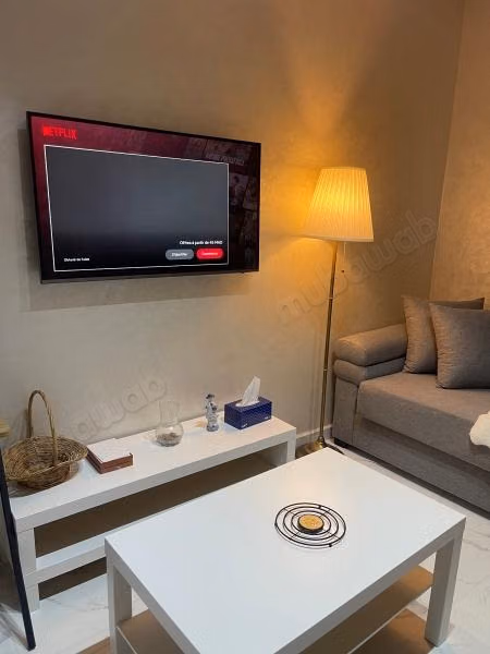 Very nice apartment for rent in Dar Bouazza. 3 comfortable rooms. Well furnished
