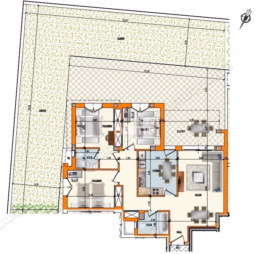 S3 de 140 m² avec jardin à Sidi Mahersi Nabeul