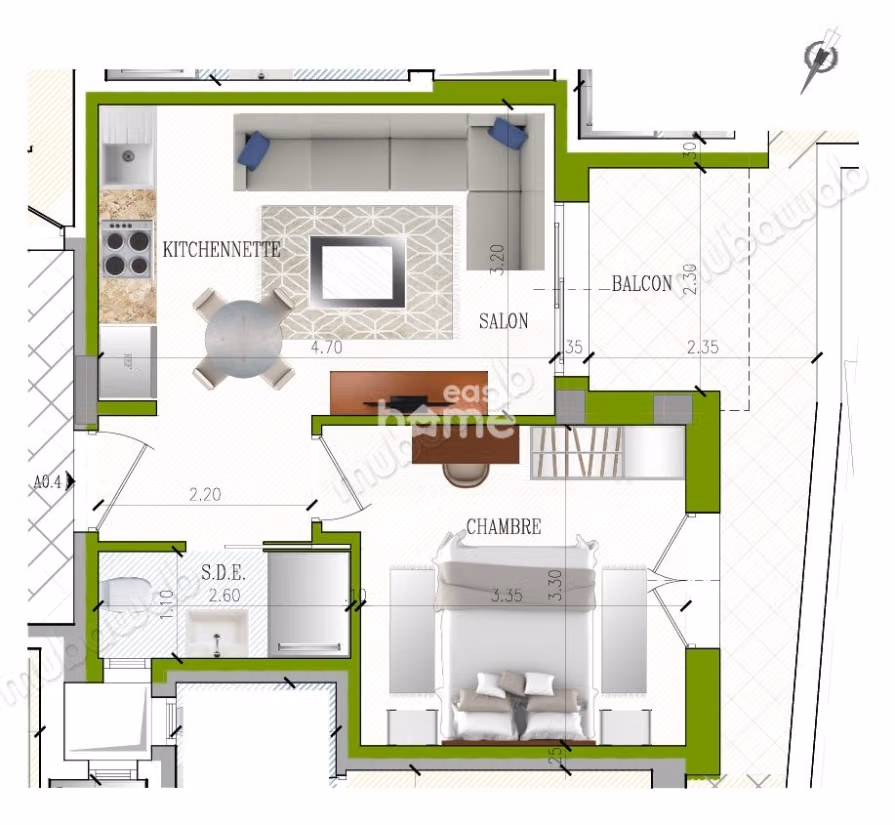S1 de 62m² à Sidi Mahersi Nabeul