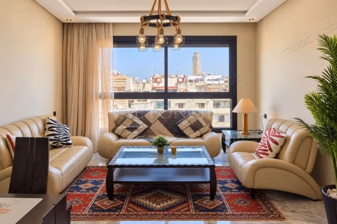 Rent furnished apartment 2 bedrooms with large terrace Bourgogne, Casablanca