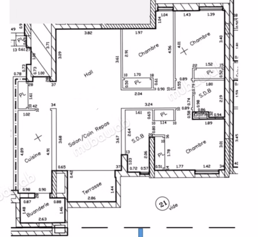 Appartement 3Ch CFC 10eme étage sans vis a vis