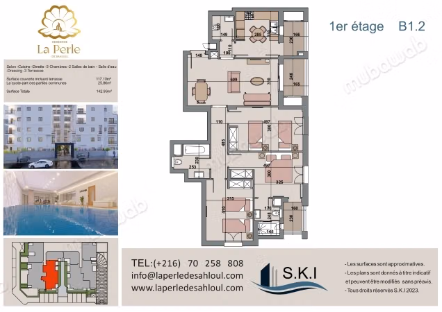 A vendre S3 avec 3 terrasses à Sahloul 4