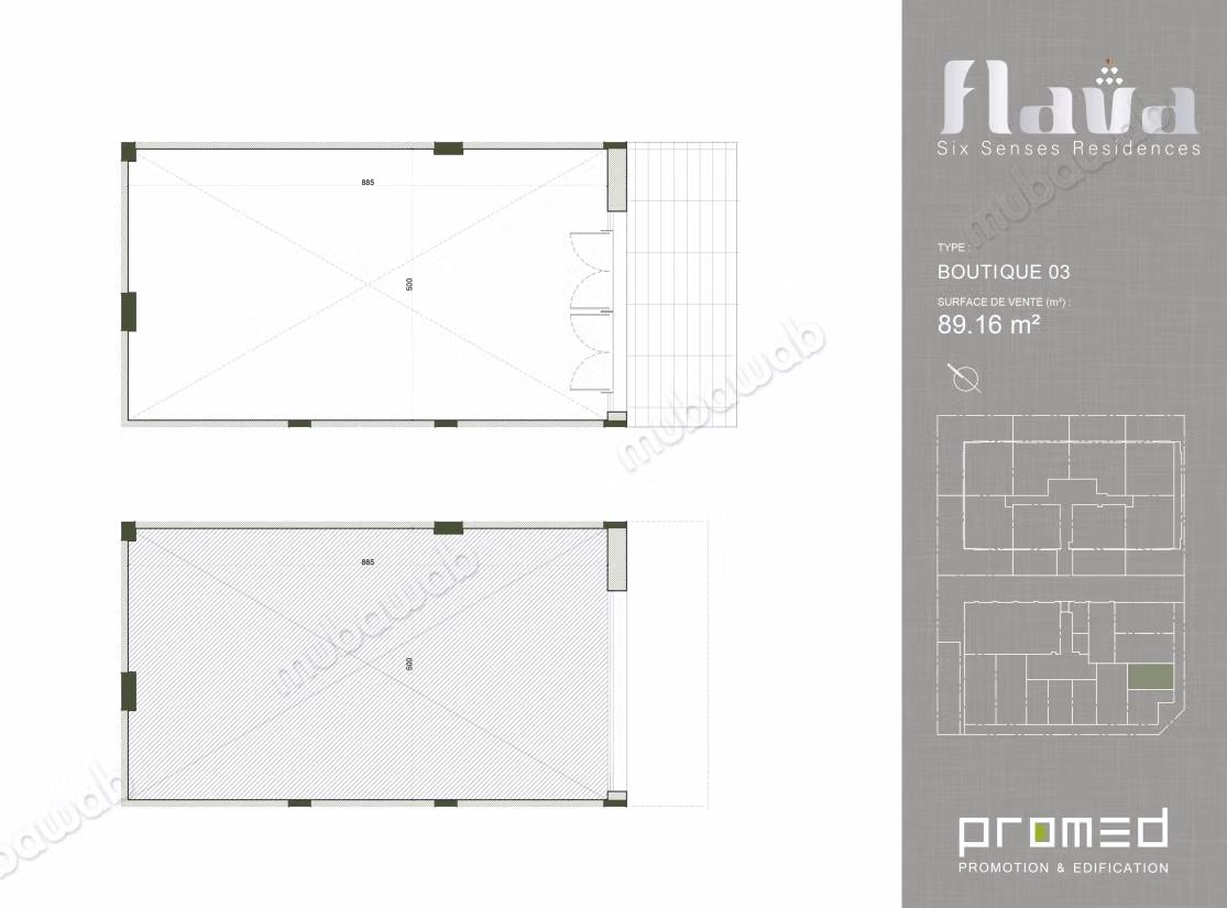 Boutique au RDC de 89m² aux Jardins de Carthage N03