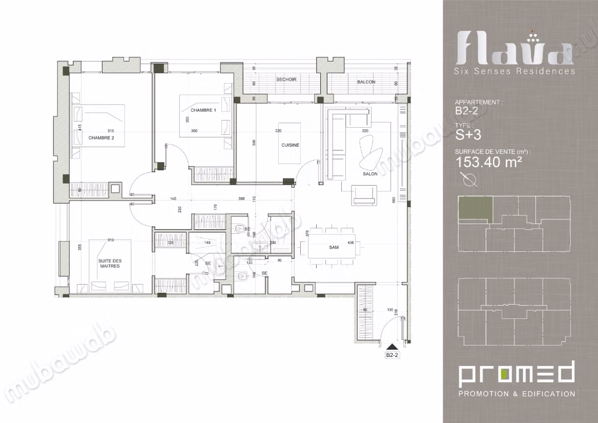 S3 aux Jardins de Carthage 153m² B2 2 FLAVA