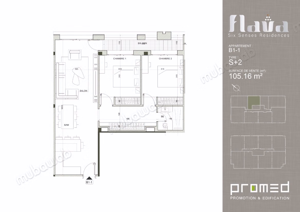 Coquette S2 105m² aux jardins de Carthage B1 1