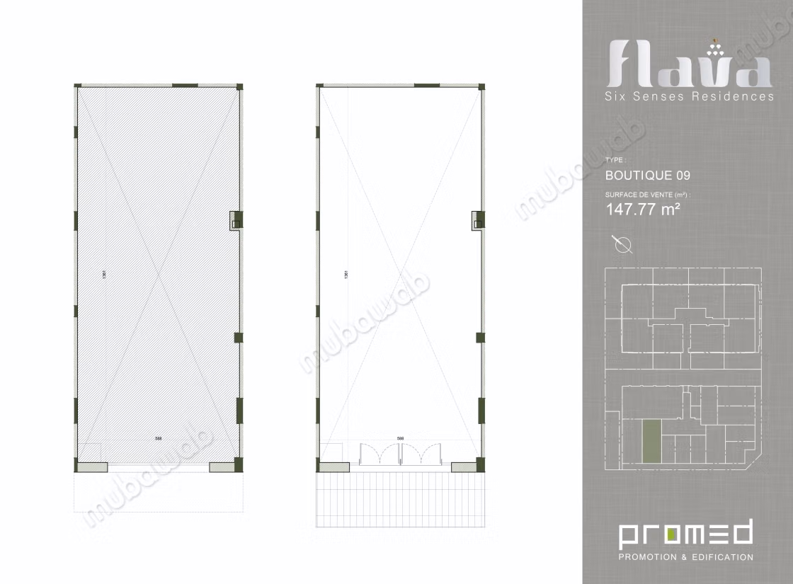 Boutique au RDC de 147m² aux Jardins de Carthage N09