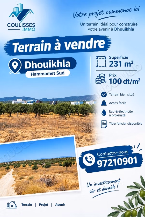 Terrain à vendre à Dhouikhla – Hammamet Sud