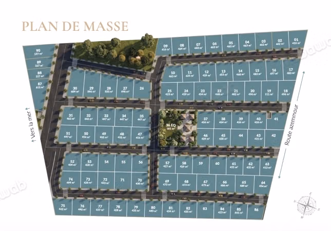 Beau terrain à la vente à Dar Bouazza. Superficie 423 m²