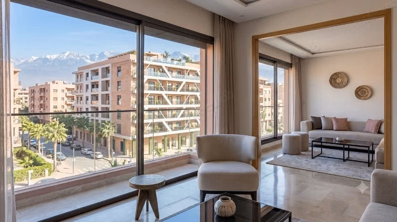 Mooi appartement te huur in Guéliz. 3 kamers. Goed ingericht