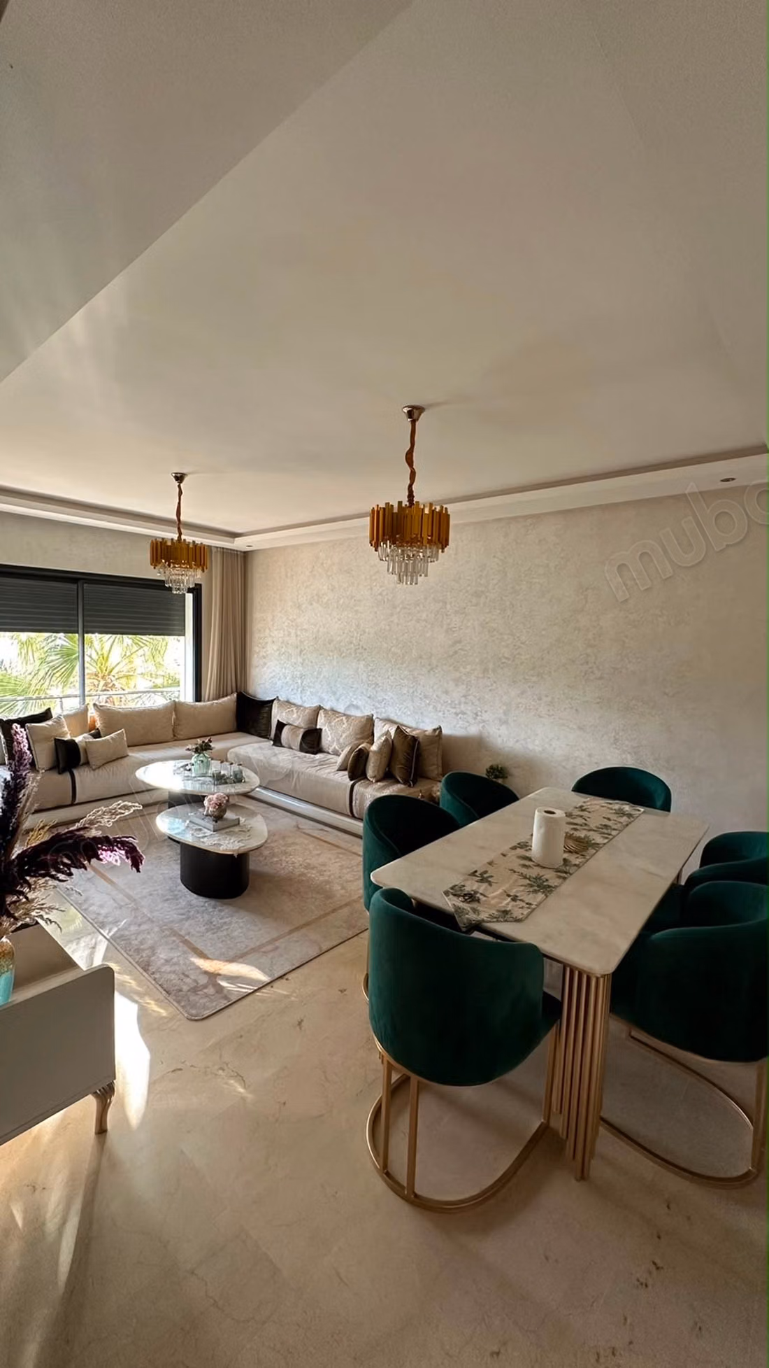 Zeer mooi appartement te huur in Dar Bouazza. 3 comfortabele kamers. Goed ingericht