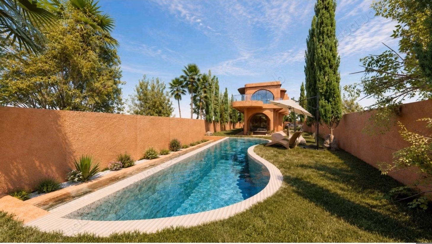 Luxury villa for sale on Route de Tahanaout. 5 spacious rooms. All comforts with pool and fireplace