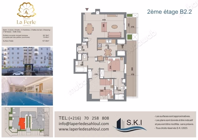 S2 avec 2 terrasses à vendre à Sahloul 4