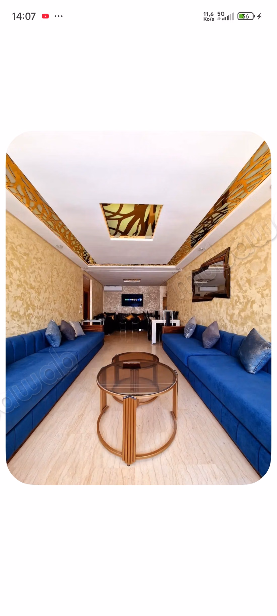 Appartement à louer à Harhoura. 
Surface totale 126 m². 
Bien meublé