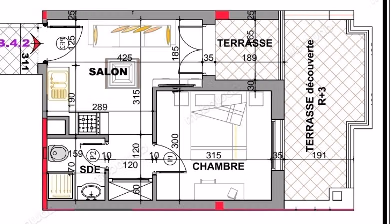 A vendre un appartement s1 à la Nouvelle Soukra