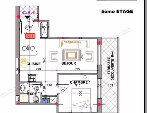 A vendre un appartement s1 à la Nouvelle Soukra