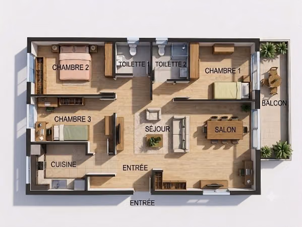 Vend appartement à Les Hôpitaux. Superficie 114 m². Ascenseur et terrasse