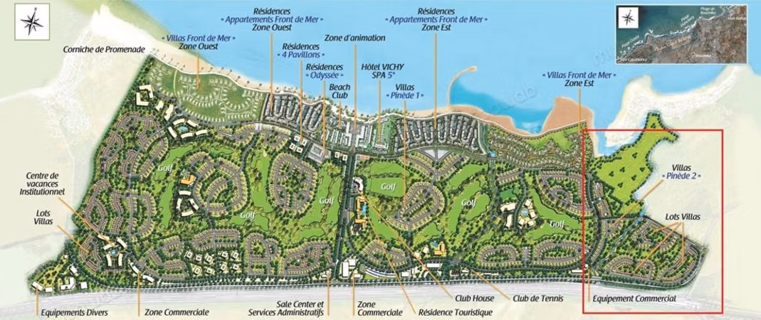 376 m² land for sale in Assanaouber. Total area in Bouznika Golf Bahia Tec.