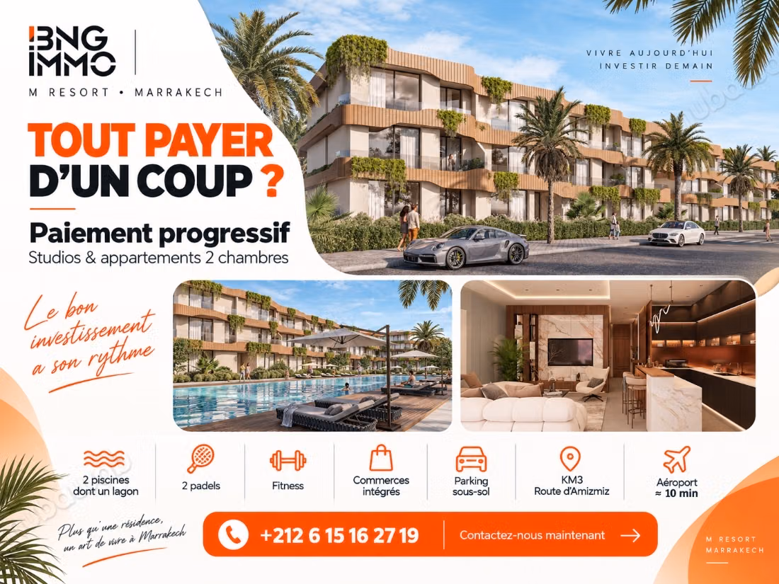 Appartement neuf à Marrakech, paiement progressif