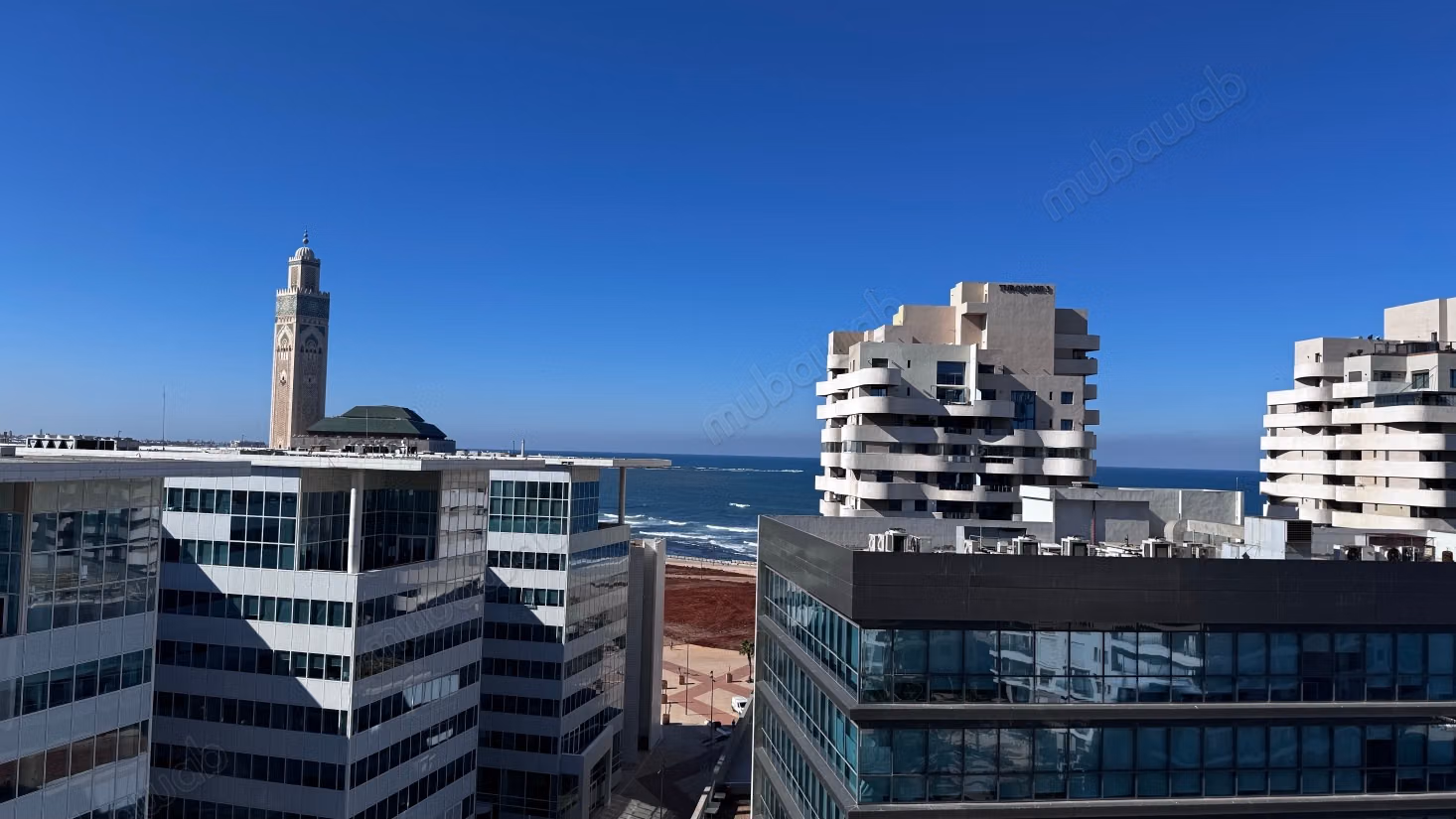 Renovated furnished studio with ocean view and Hassan II Mosque