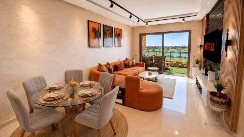 Luxe 2-slaapkamer appartement met uitzicht op het meer – Prestigia Marrakech