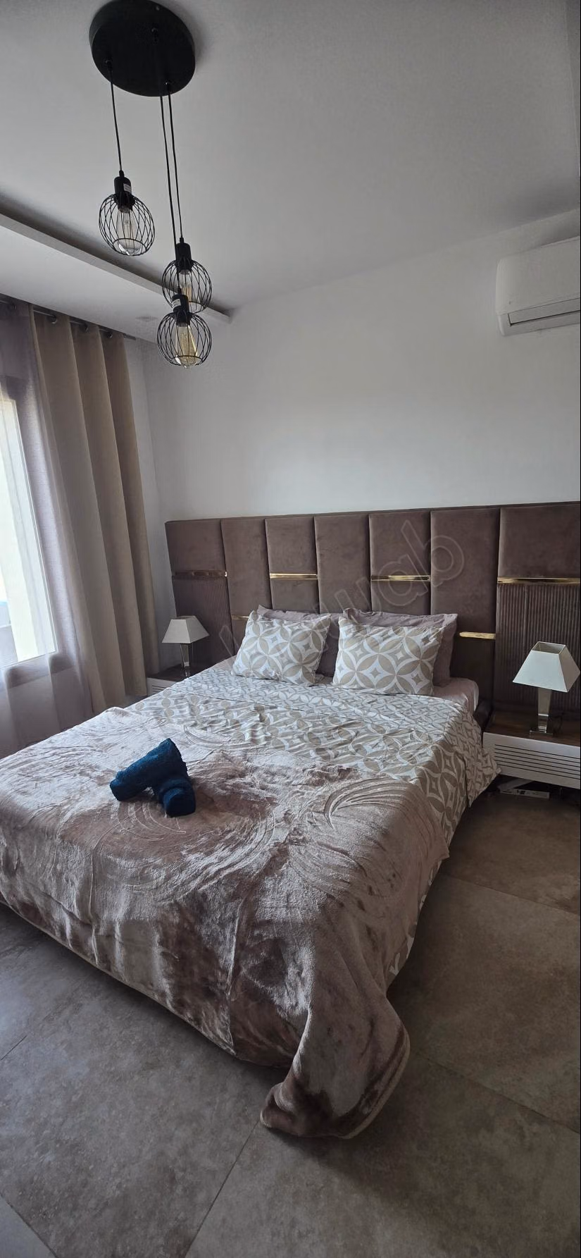 Location saisonnière à Hammamet Nord. 1 chambre. Double vitrage et chauffage central
