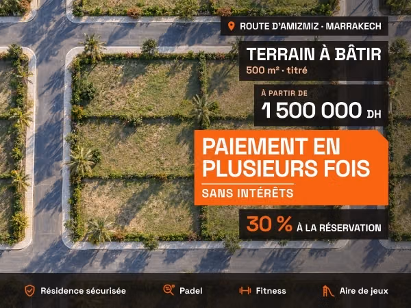 Terrain titré et viabilisé 500 m², paiement sans intérêts