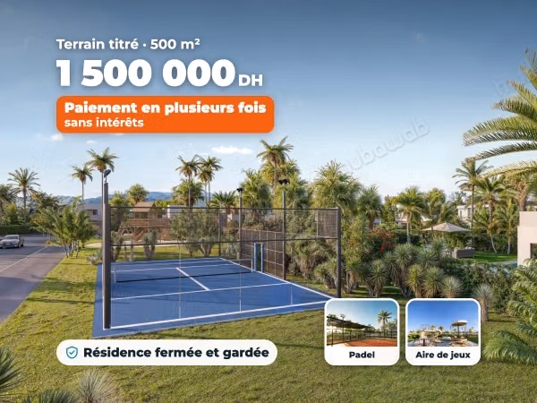 Terrain titré 500 m² à 13 min de l'aéroport, sans intérêts