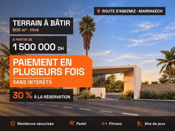 Titled 500 m² plot: 30% on booking, rest interest-free