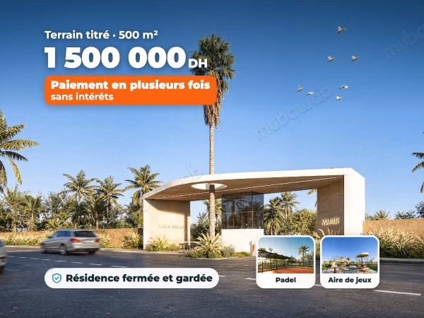 Terrain titré de 500 m² en résidence fermée, paiement sans intérêts
