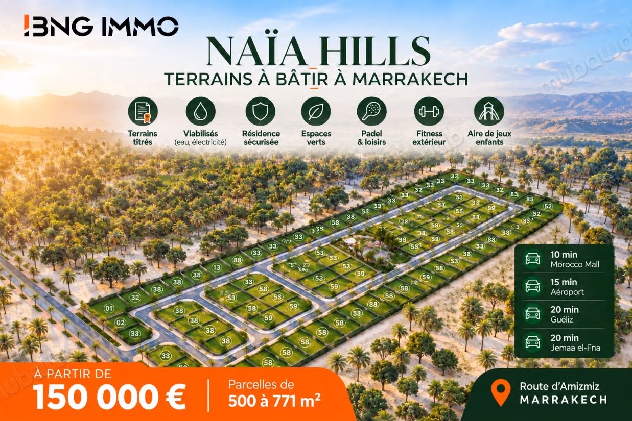 Beau terrain à la vente à Route Amizmiz. Surface totale 771 m²