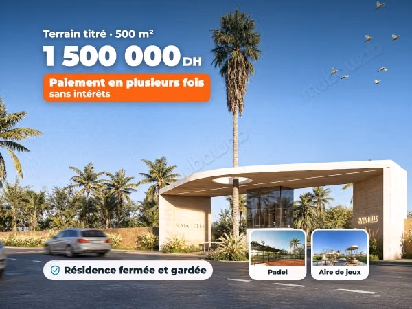 Terrain titré 500 m² en résidence gardée, 30 % à la réservation