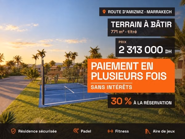 Terrain 771 m² avec padel et fitness, paiement sans intérêts