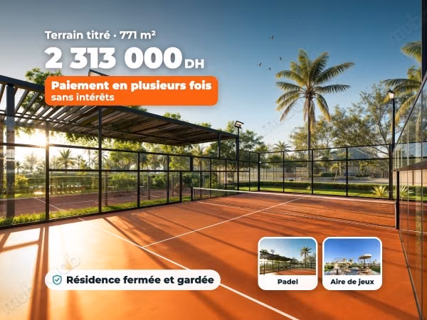 Bouwgrond 771 m² met titel in residentie met padel, renteloos
