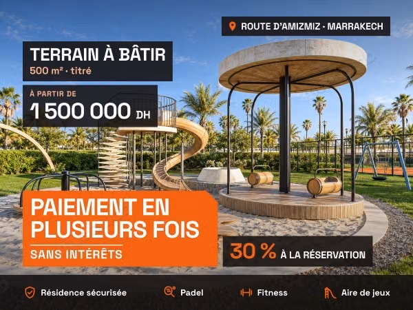 Terrain 500 m² en résidence fermée, paiement sans intérêts