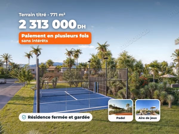 Terrain titré 771 m² à 15 min de Guéliz, paiement sans intérêts