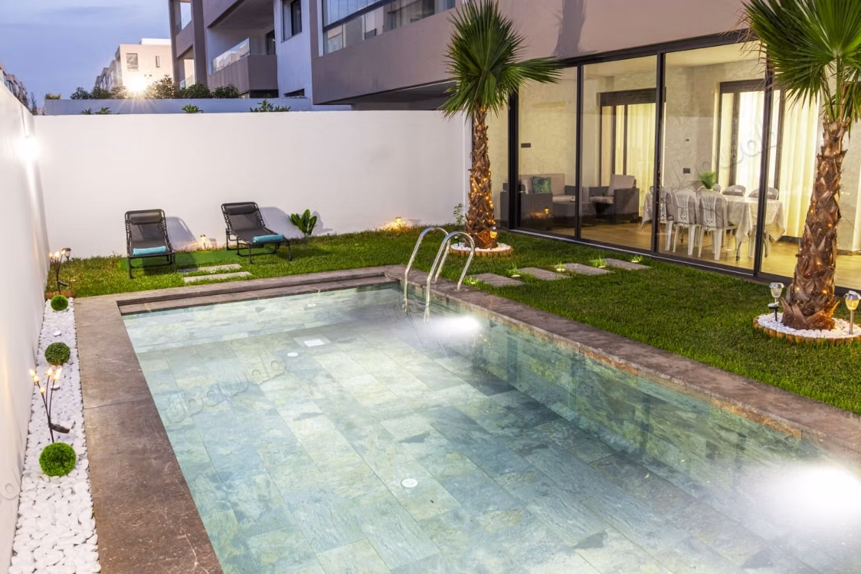 Appartementen te huur in Dar Bouazza. 2 kamers. Airconditioning en verwarming