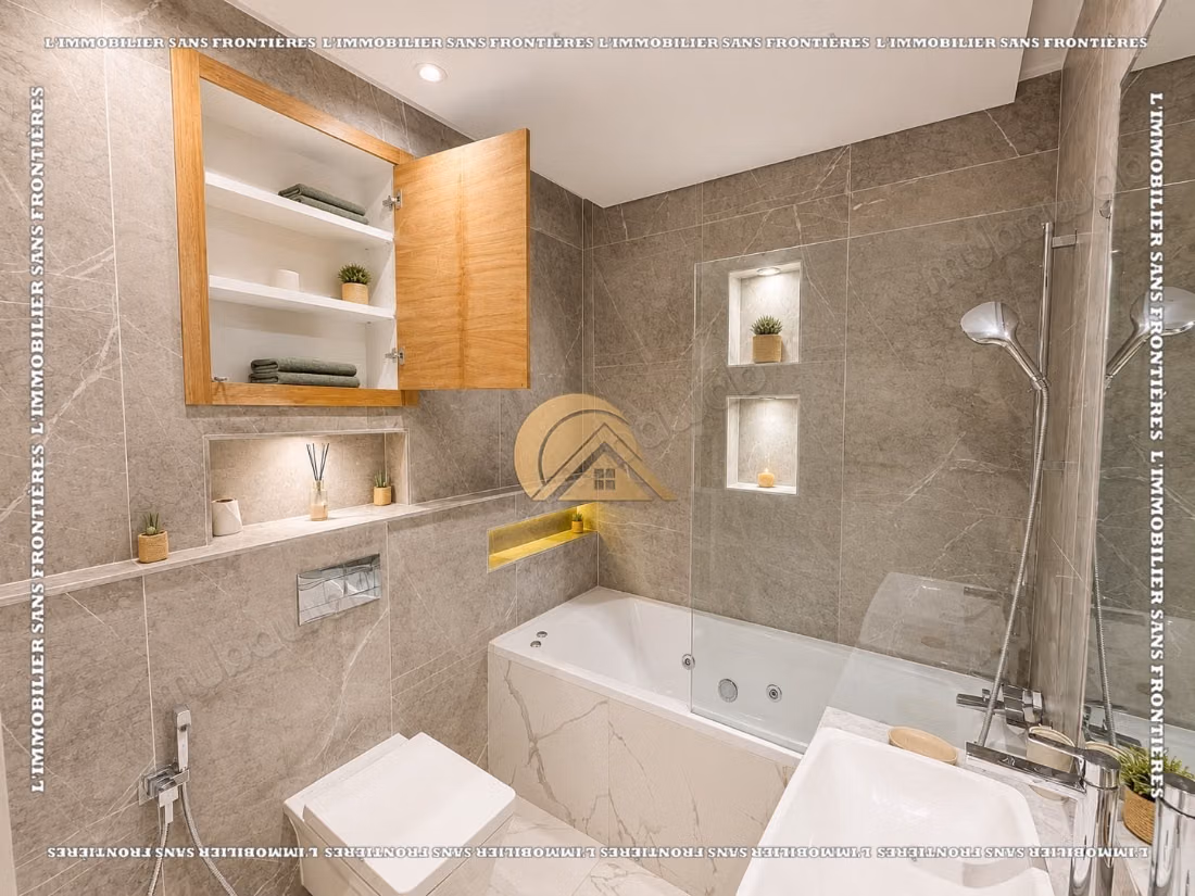 Appartement meublé de 125 m² à vendre à Prestigia – 2 chambres, balcon, piscine et jardin collectifs