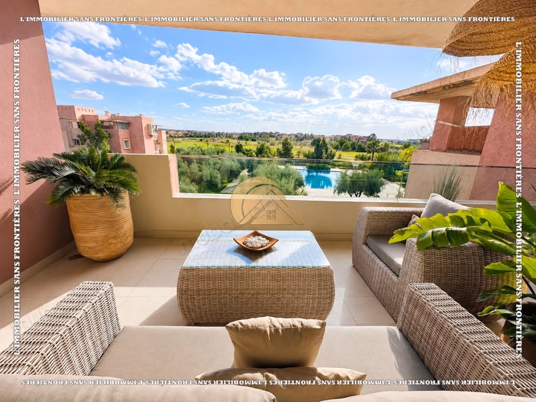 Appartement meublé de 125 m² à vendre à Prestigia – 2 chambres, balcon, piscine et jardin collectifs