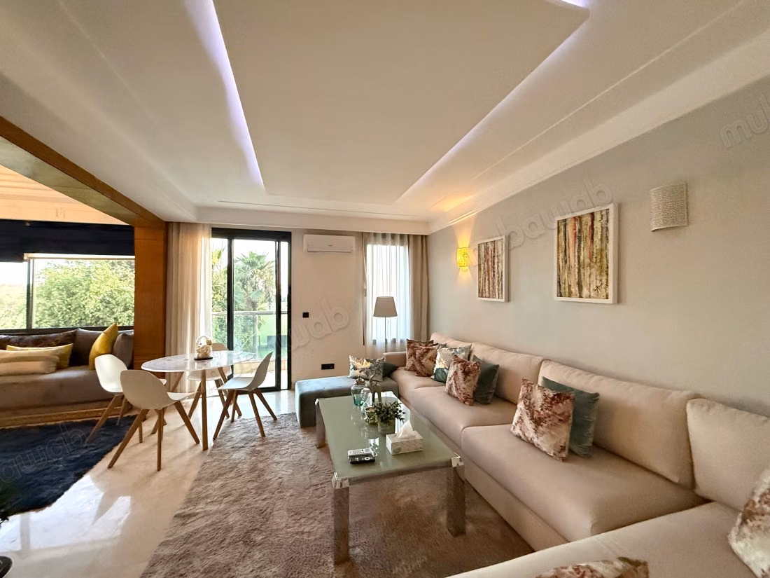 Bouskoura Groene Stad Gemeubileerd Appartement van 180 m² te Huur, Uitzicht op Golf