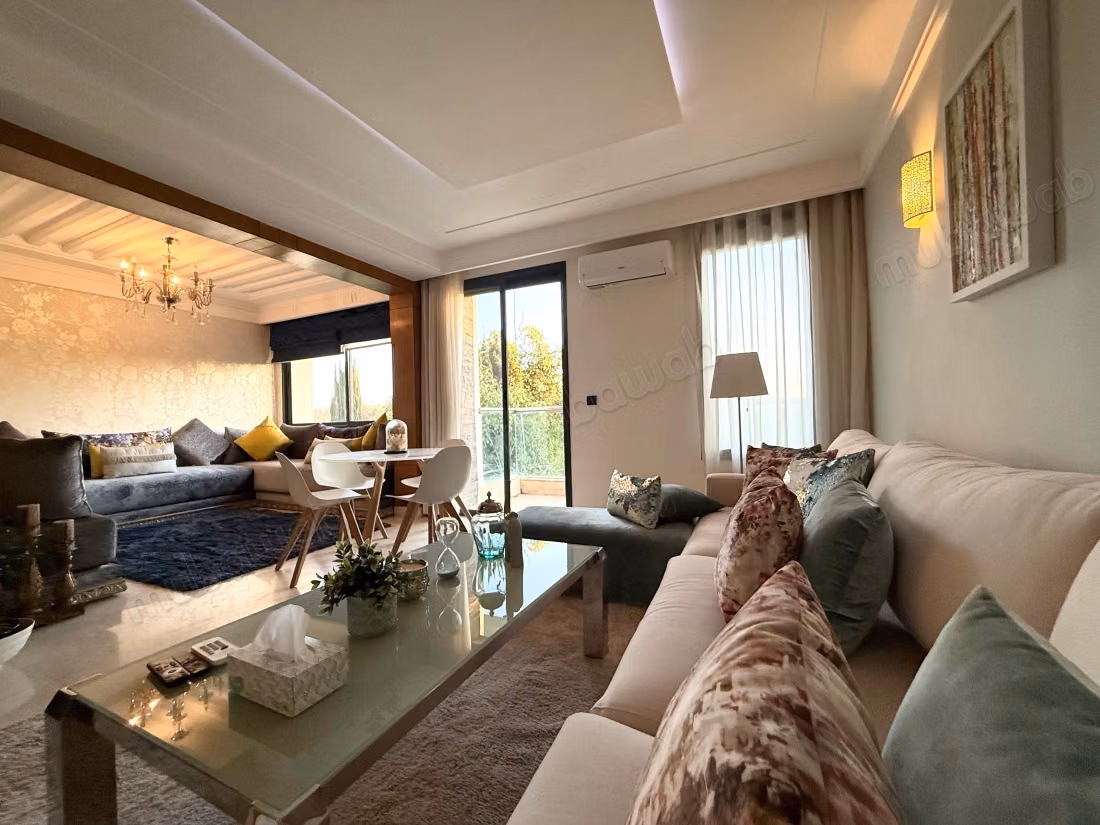Bouskoura Groene Stad Gemeubileerd Appartement van 180 m² te Huur, Uitzicht op Golf